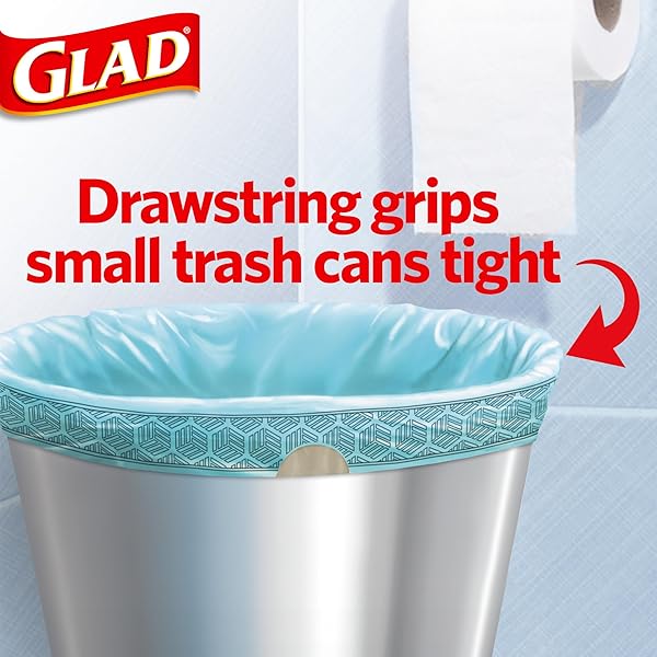 GLAD SMALL TRASH BAGS 4 GALLON, FEBREZE BEACHSIDE BREEZE GARBAGE BAGS, ODOR RESISTANT WITH DRAWSTRING, 80 COUNT
