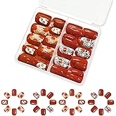 48Pcs Cute Ghost Short Square False Nails Halloween Press on Nails Pumpkins Stick on Fingernails Glossy Orange Flower Acrylic Fake Nail Leaves Gel Glue on Nail for Coquette Women Girls