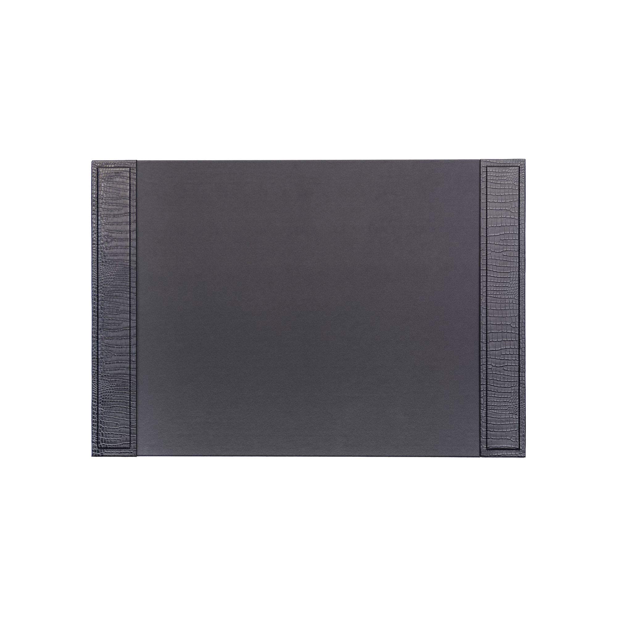 Dacasso Leather Side-Rail Desk Pad, Black Crocodile Embossed, 25.5 x 17.25-Inch