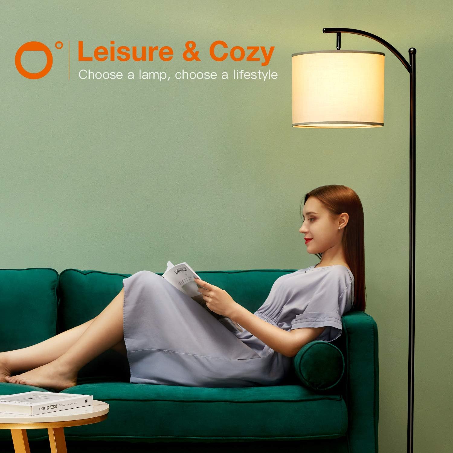 Addlon Floor Lamp for Living Room with Lamp Shade and 9W LED Bulb - Modern Standing Lamp - Floor Lamps for Bedrooms-Black: Home Improvement