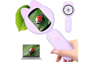 Mafiti Microscope for Kids Mini Pocket Handheld Kids Microscope Educational Science Kit Toys Xmas/Birthday Gifts for Aged 3-12 Girls Boys,Purple
