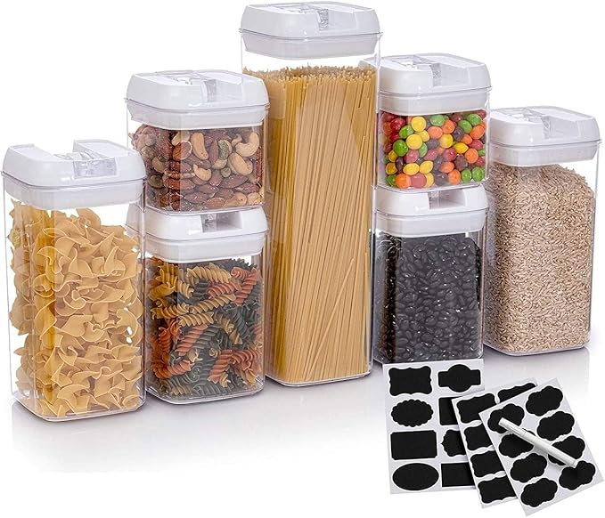 Set of 7 Airtight Food Storage Containers Plus Dry Erase
