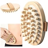 2 PCS Meridian Massage Brushes, Wood Therapy Massage Tools with Essential Oil, Handheld Meridian Brush for Belly Fat, Full Body Relaxation Cellulite Pressure Brushes for Legs, Arms, Back (Beige)