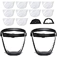 BFhongly Plastic Face Shield (2 Pack) Full Safety Face Protection Equipment with for Unisex and Adult, Reusable No Fogging Transparent Face Shield with Adjustable band, High-Definition Black