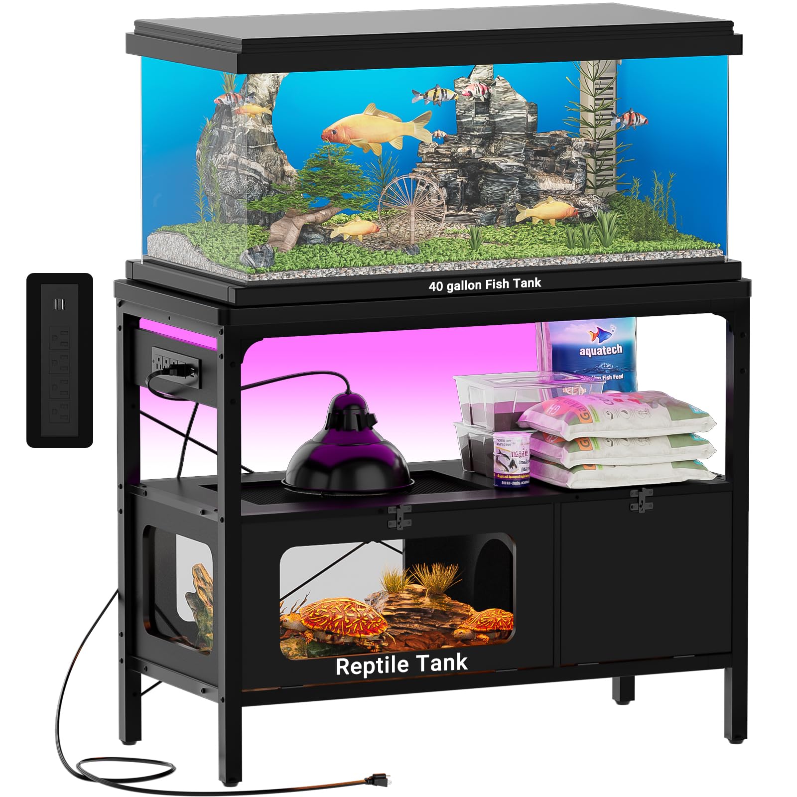 Mua 40 Gallon Fish Tank Stand with Reptile Tank and Power Outlet, Metal