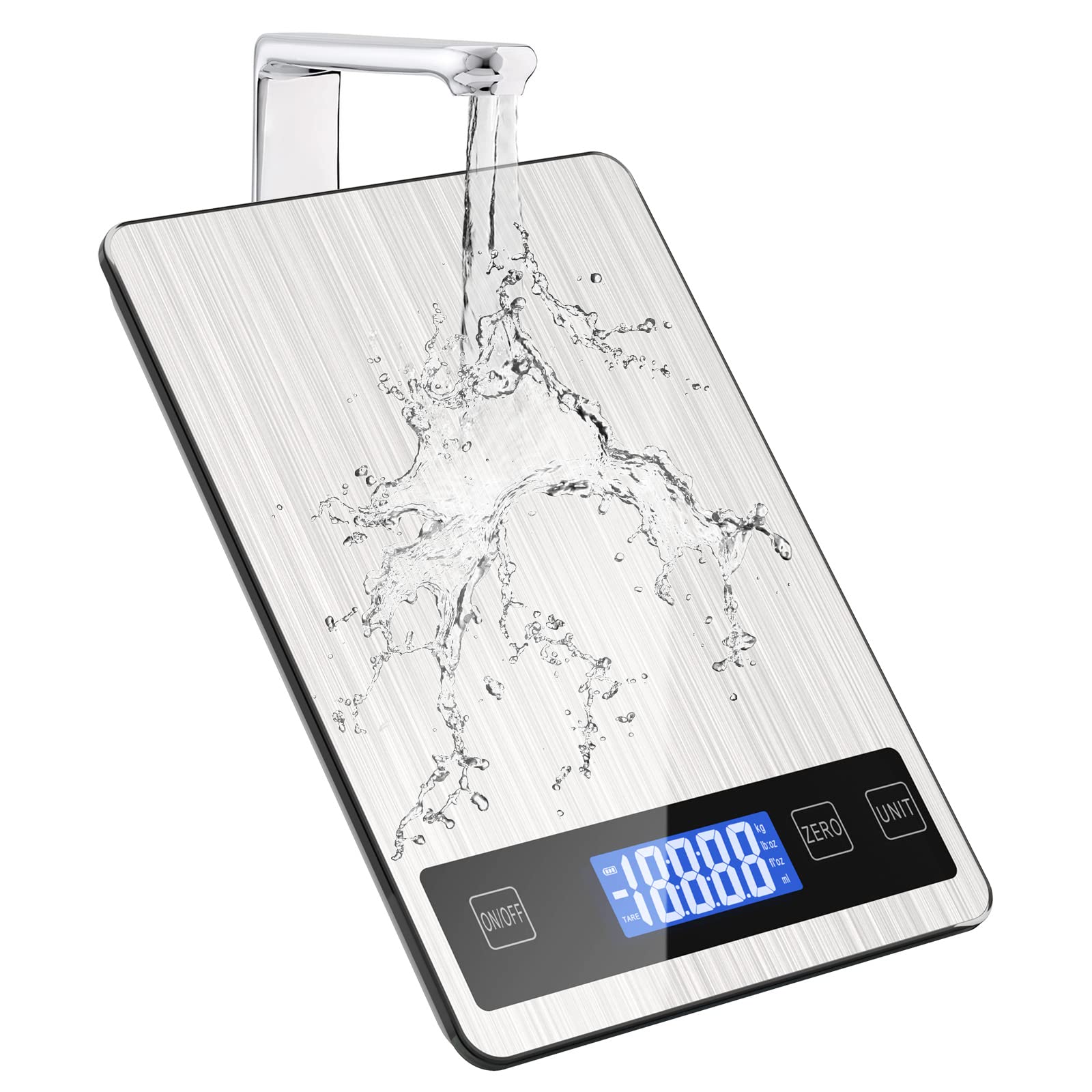 Digital Kitchen Scales 15KG/33lb with Stainless Tempered Glass, Electronic Weighing Cooking Baking Food Digital Scales with Tare Function LCD Display for Kitchen Baking Cooking