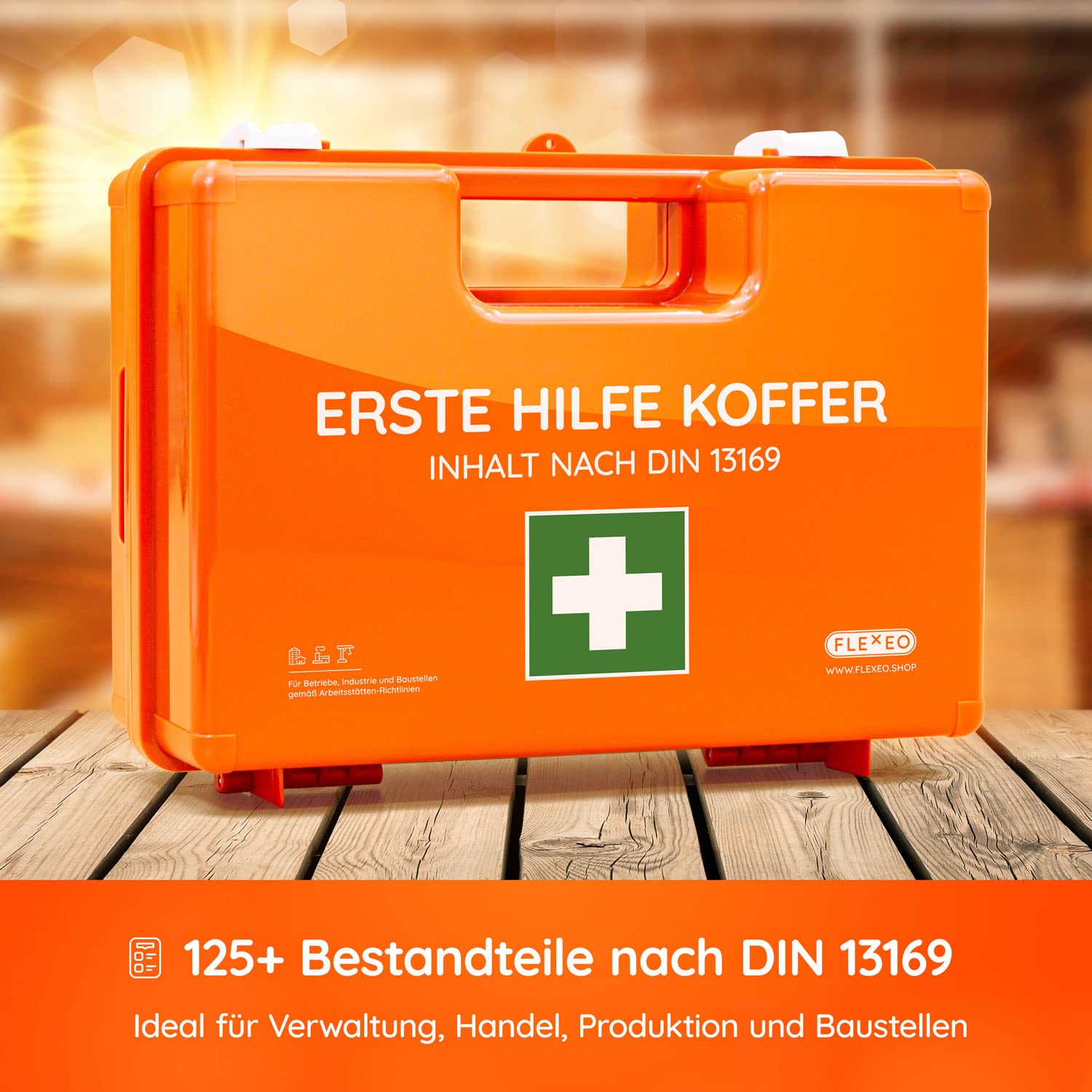 Erste Hilfe Koffer DIN 13169:2021 | Gefüllt, inkl. Wandhalterung und gratis Aufklebern | Erste Hilfe Kasten/Verbandkasten für Betriebe, Unternehmen, Einrichtungen und Zuhause 7