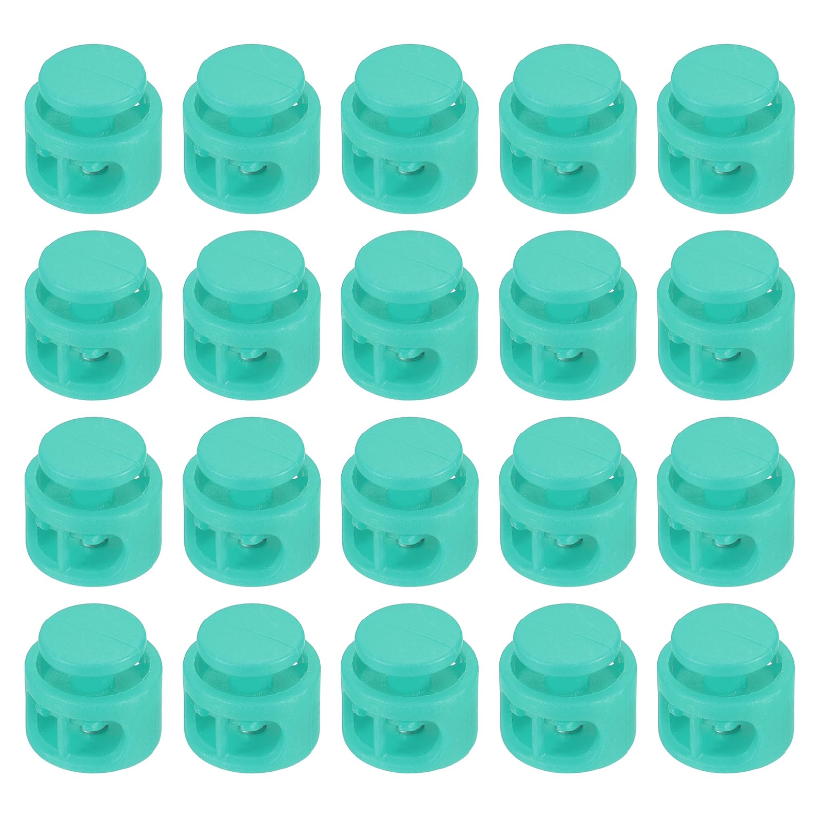 M METERXITY 60 Pack Plastic Spring Cord Locks - Round Shape Fastener Spring Cord Toggle Clasps, Apply to Drawstrings Bags Shoelaces (14x14x14mm, Green)