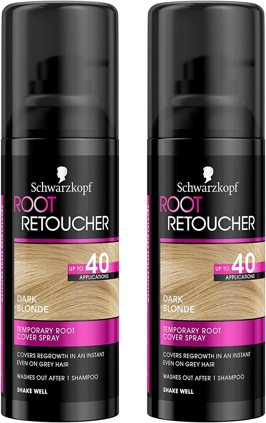 Schwarzkopf Root Retoucher, Instant Temporary Hair Dye Spray for Blonde Regrowth Dark Blonde Duo Box, 140 g (Pack of 1)