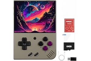 AMPOWN Miyoo Mini Plus,Handheld Retro Game Console 64GB,3.5-inch 640*480 IPS Screen 3000mAH Battery with Storage Case Casual Game Console Video Games Consoles(Gray)