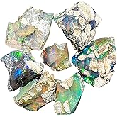 OdrillionGems 25carat Raw Black Ethiopian Opal Gemstone Rough, Healing Chakra Energy Crystals, October Birthstone Stones, Opal Rough, DIY Jewelry Making, Loose Wholesale Lot, Christmas Gift Pack of 7pc