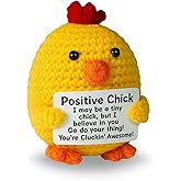 PICKLE BUDDIES Inspirational Crochet Positive Chick - Emotional Support Crochet Dolls Positive Crochet Animals Gifts Desk Decor Emotional Support Plush for Anxiety & Stress Relief