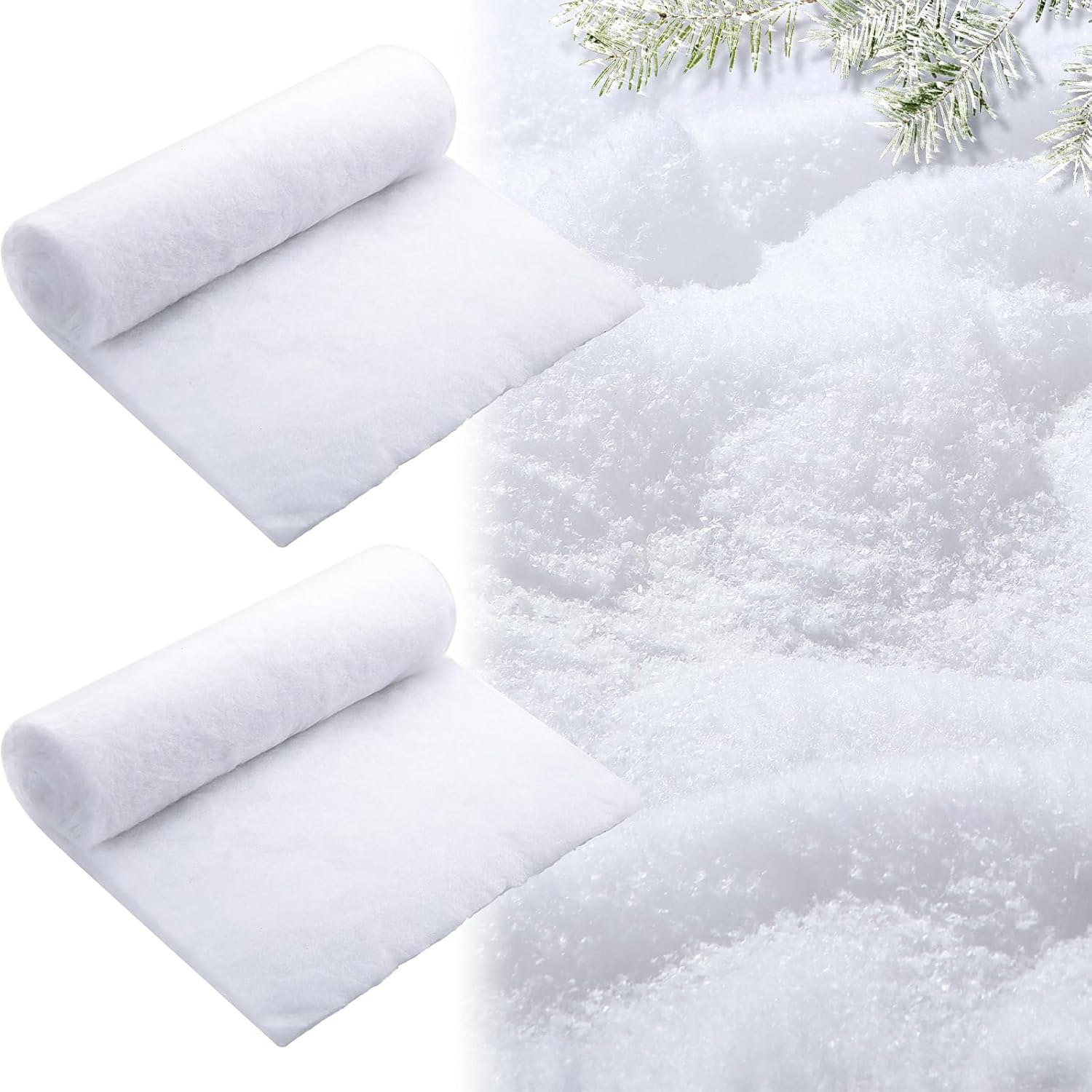 Artificial Snow - Threan 3 Pack Christmas Fake Snow Decoration and Christmas Snow Blanket Roll Set Artificial Snow for White Soft Fluffy Fake Snow Christmas Cover for Holiday Snowy Winter Xmas Tree Decor(White)