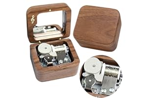 Sinzyo Rainbow Connection Walnut Music Box Vintage Wood Carved Wind Up Musical Box Gift for Christmas,Birthday,Valentine's Da