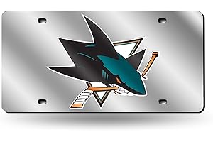 Rico Industries NHL Hockey San Jose Sharks Silver 12" x 6" Silver Laser Cut Tag for Car/Truck/SUV - Automobile Décor