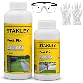 Stanley F996 Fence Post Mix | Concrete Alternative Expanding Foam | Easy to Use, Fast Installation 1x (Component A,B) 12.7 fl oz and 10.1 fl oz | Includes Goggles and Gloves, 2 Bottle | 1 Pack