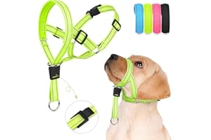 Weesiber Soft Dog Head Collar - Adjustable Dog Head Harness, Padded No Pull Head Halter Collar with Reflective Safety Strip for Training and Walking(Green,S)