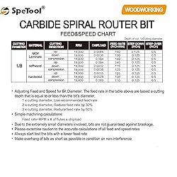 SpeTool 1/8 Inch Upcut CNC Router Bits 1/4 Inch
