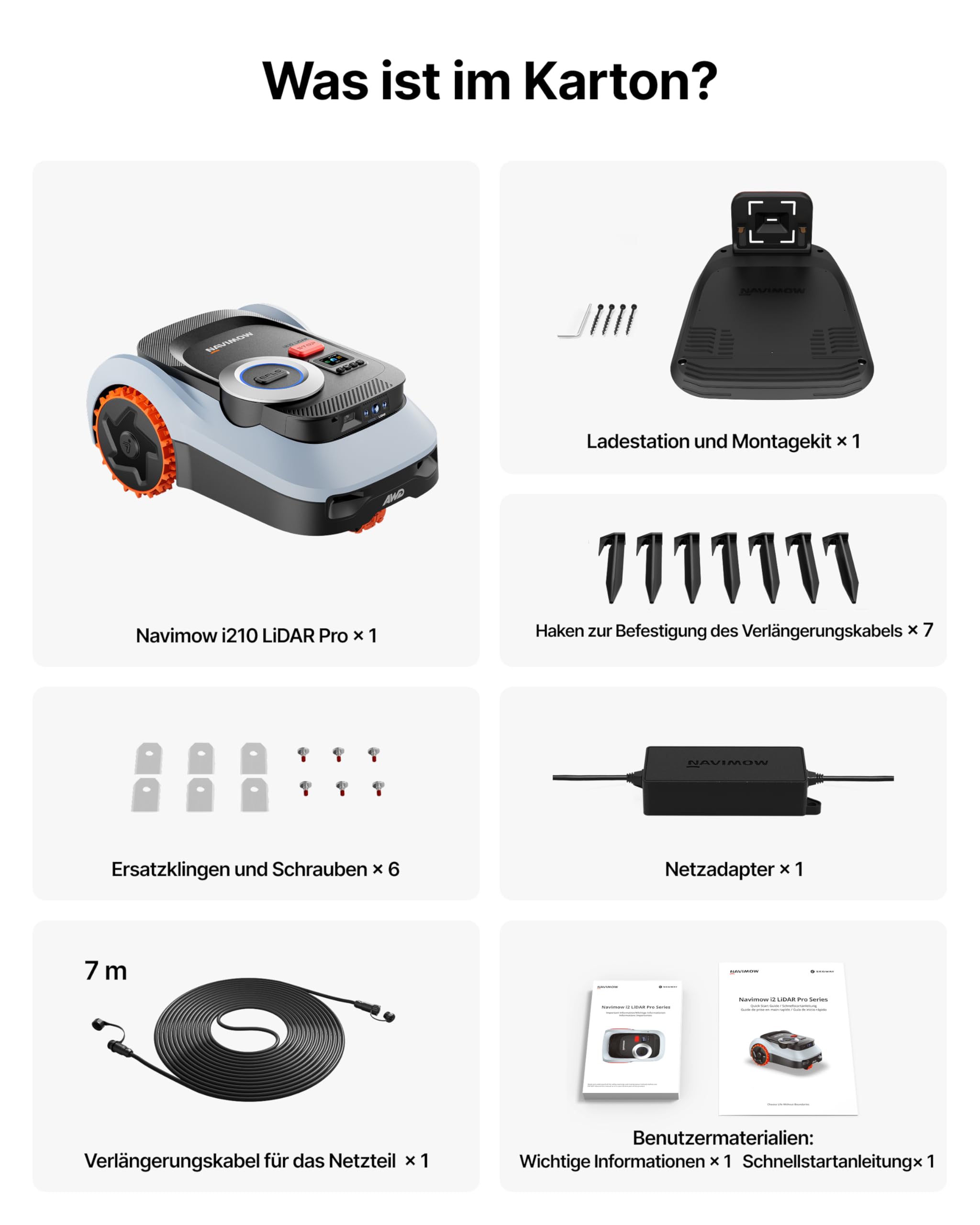 Segway Navimow i210 LiDAR Pro Mähroboter mit Garage M für 1000 m², LiDAR+Vision+NRTK Tri-Fusion-Positionierung, Xero-Turn AWD für 55% Steigungen, Auto-Kartierung (Getrennt versandt Werden) 8