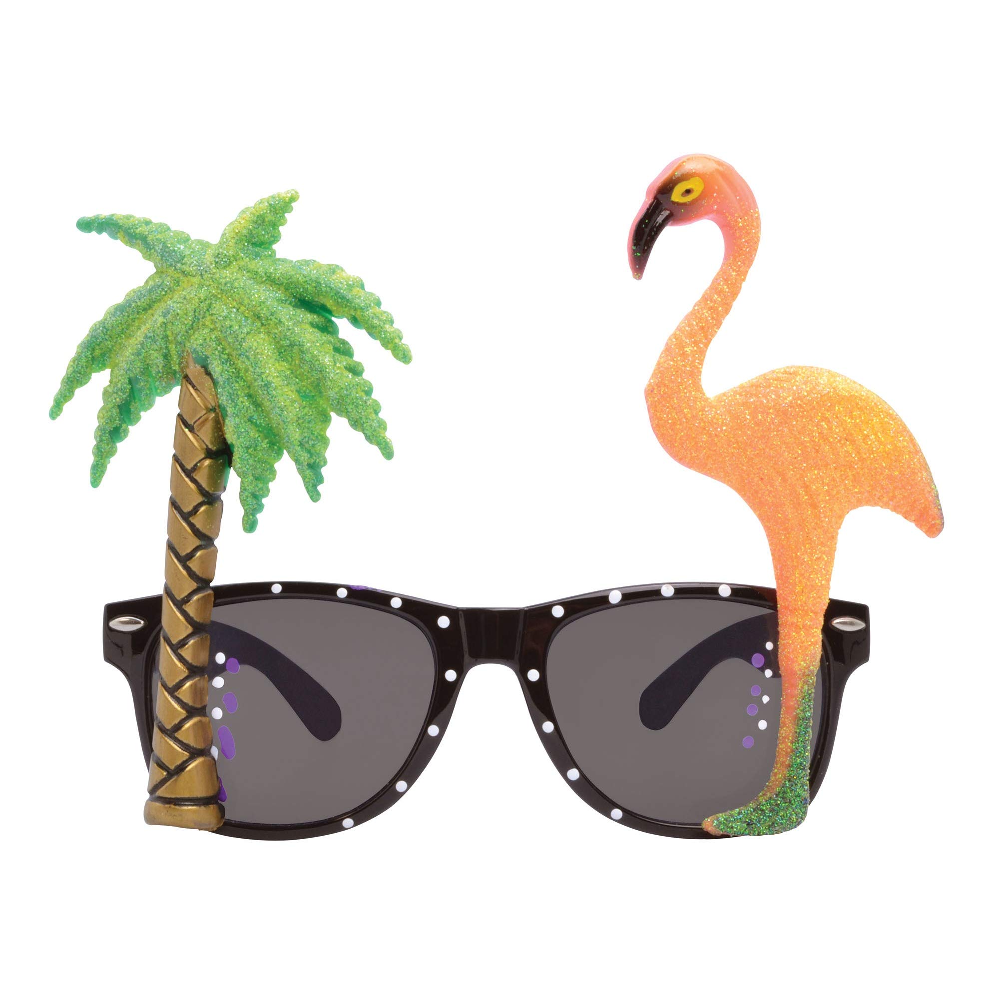 Multicolor Flamingo & Palm Tree Glasses, 1 Pc. - Stunning Design, Perfect Accessory for Summer Parties, Vacations, Beach Wear, Poolside Fun, & More Halloween