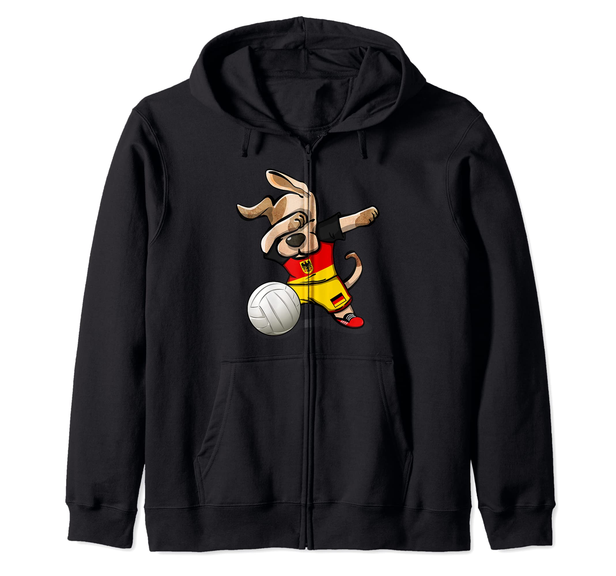 Dabbing Dog Proud Germany Volleyball Lovers - German Flag Zip Hoodie