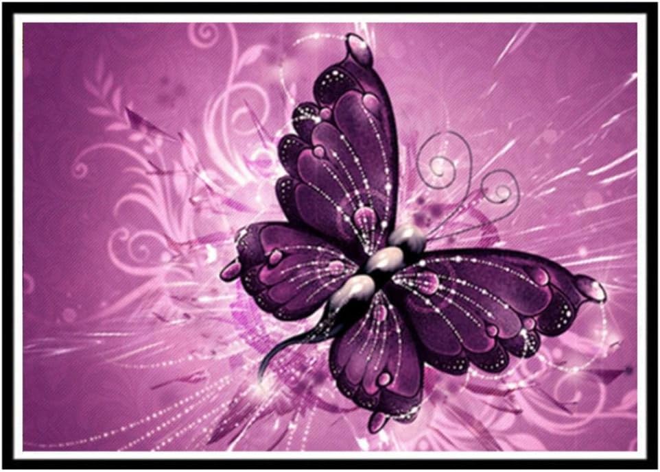 5D DIY Diamond Painting, Fashion Cross Stitch Kit Butterfly 5D Diamond Embroidery Painting Accessories DIY Art Home Decor Gift (A)