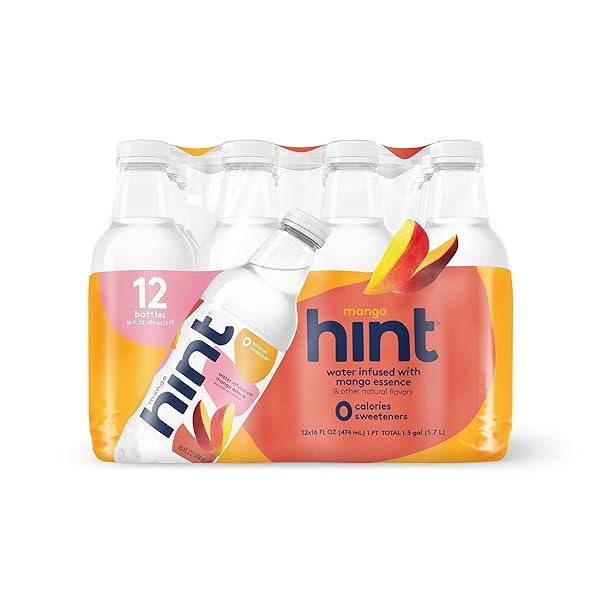 HINT WATER MANGO, PURE WATER INFUSED WITH MANGO, ZERO SUGAR, ZERO CALORIES, ZERO SWEETENERS, ZERO PRESERVATIVES, ZERO ARTIFICIAL FLAVORS, 16 FL OZ (PACK OF 12)