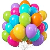 50PCS Rainbow Tropical Neon Balloons, Multi Bright Color Latex Balloons | Rainbow Neon Tropical Balloons Arch, Bright Multicolor, Decor for Luau, Summer Pool, Birthday, Wedding &amp; Baby Shower