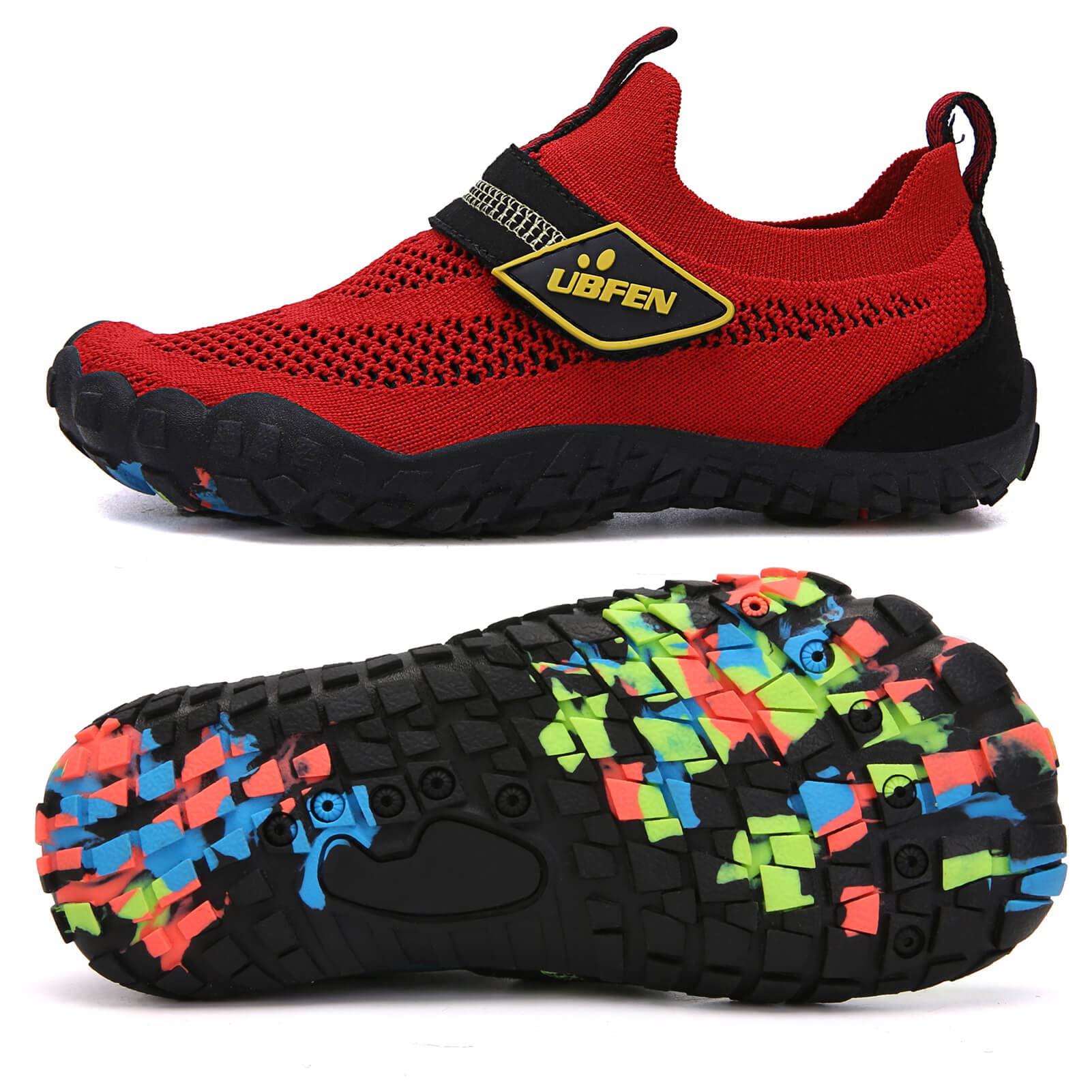 Photo 1 of UBFEN Kids Water Shoes for Boys Girls Quick Dry Lightweight Aqua Socks for Toddlers Little Big Kid Barefoot Beach and Pool Sports Non-Slip Swim Shoes D Red 12.5 Little Kid