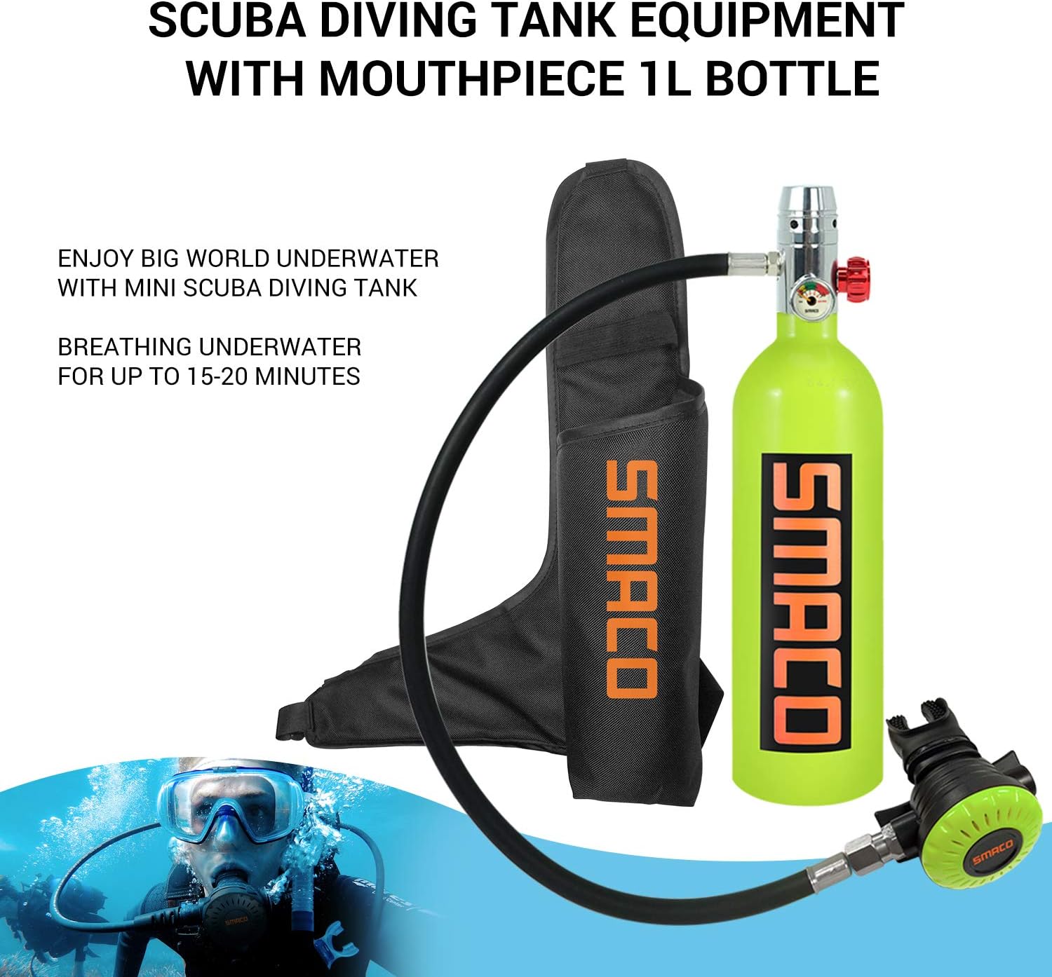 SMACO Scuba Tank 1L Mini Scuba Tank S400 Scuba Diving Tank Diving Equipment : Sports & Outdoors