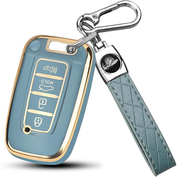 WSAuto Key Fob Cover For Kia Soul & Rio - TPU Protection Case With Metal Keychain, White - View #5