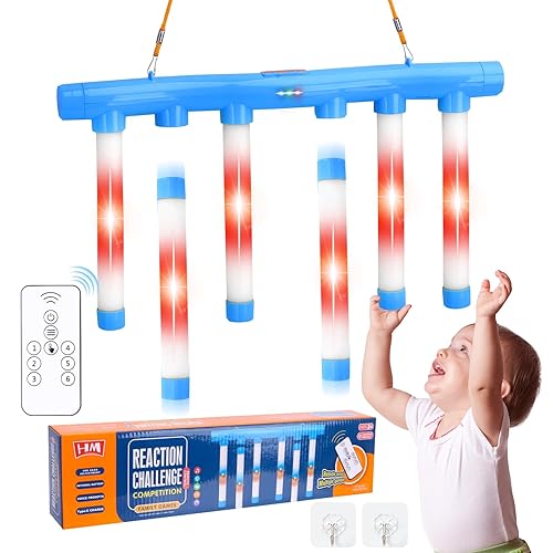 OCES Reflex Stick Game, Reflex Light-Up Sticks Reaction Training Hand Speed Challenge Game, Upgrade Hand Eye Coordination Training Toy Remote Control 3 Adjustable Speed (Light-Up)