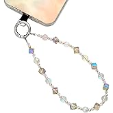 Danni Yan Cell Phone Wrist Strap Crystal Beaded Phone Bracelet Strap For Women Sparkling Beads Wristlet Lanyard Beaded Chain (Transparent Rainbow)
