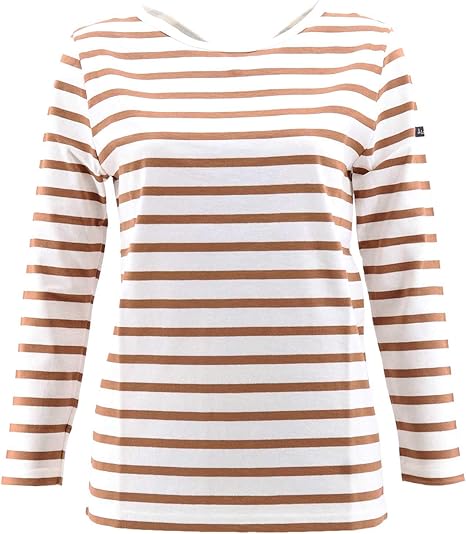 Amazon Le Minor ルミノア レディース コットン V Crew 2wayネック ボーダーカットソー Lmg104bcmc Mademoiselle ホワイト キャメル T1 Tシャツ カットソー 通販