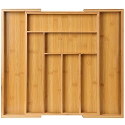 Pipishell Bamboo Silverware Organizer, Expandable