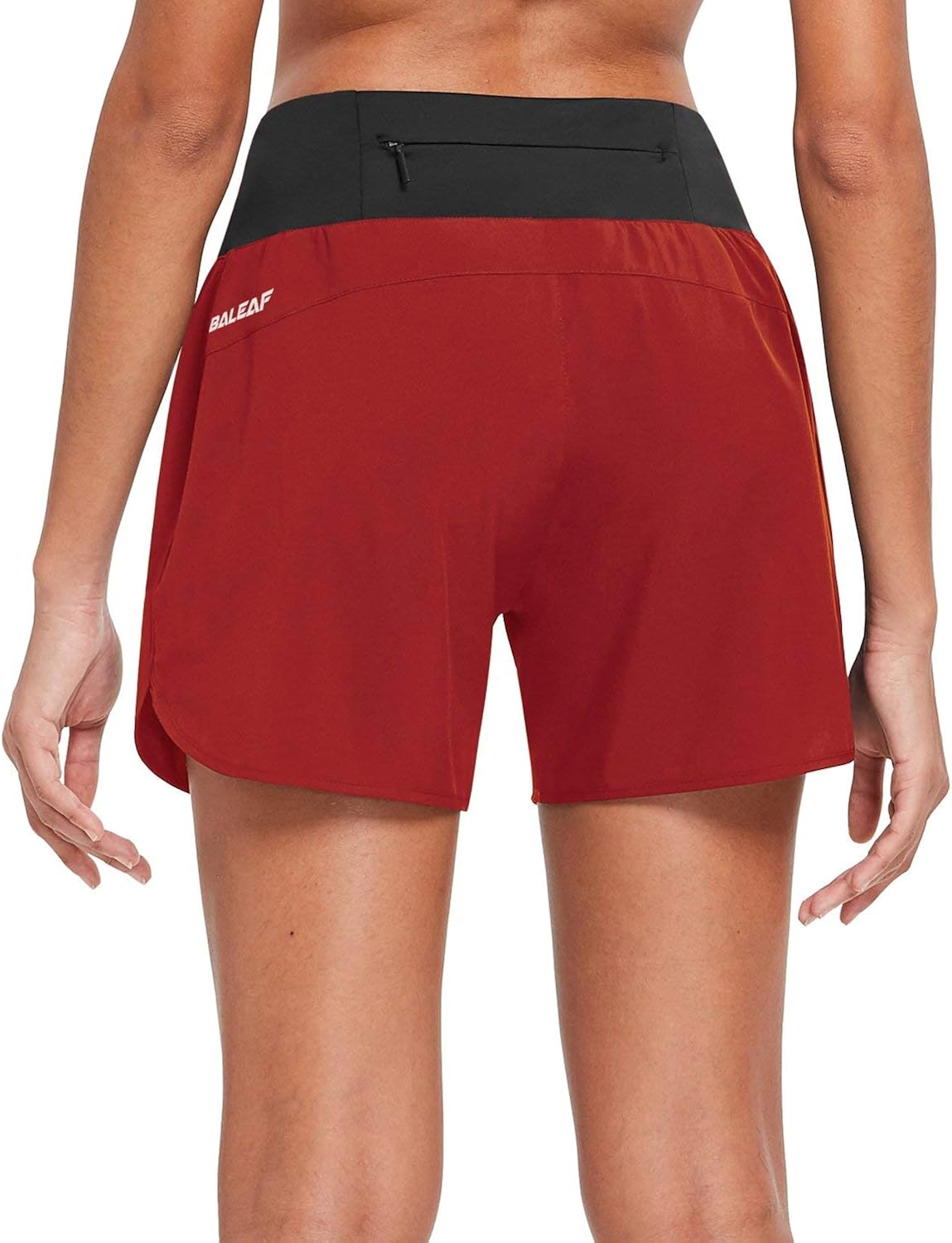 BALEAF Womens 5 Inches Knit Waistband Running Shorts with Liner Dry Fit Lounge Gym Walking Lined Shorts Back Zipper Pocket: Clothing