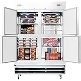 KoolMore RIF-2D-SSHD Commercial Stainless-Steel Reach-in Freezer with Half Door Access for Restaurant, Cafe, and Frozen Food Storage, Large 47 Cu. Ft. Capacity, Heavy Duty Kitchen Use, 4, Silver