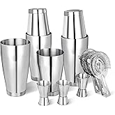 Mwellewm Boston Shaker Cocktail Set Bartender Kit, 12 Pcs Drink Shaker with Strainer Bartending Martini Shaker Tin with 18oz & 28oz Mixed Alcohol Shaker Stainless Steel Bar Tool for Beginner