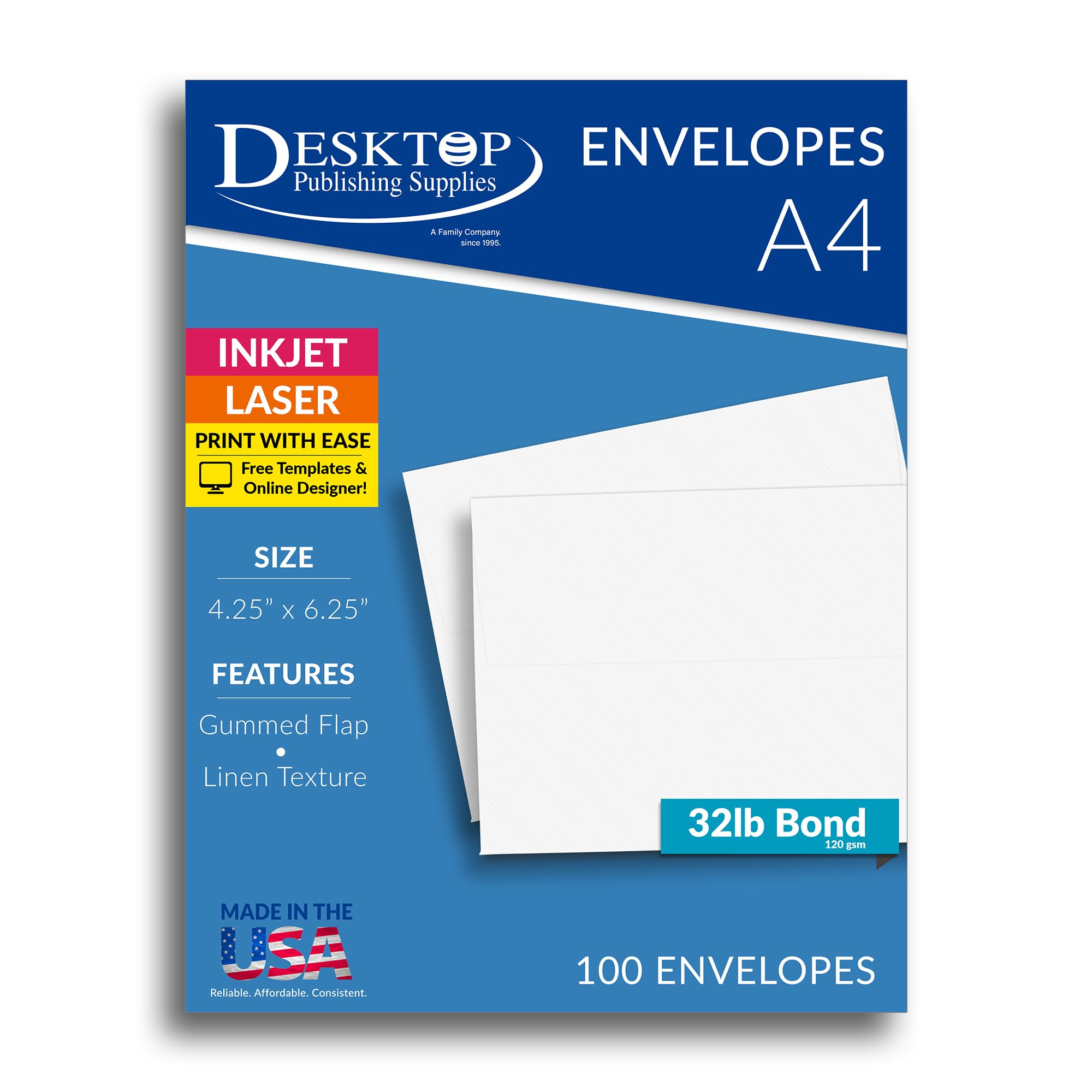 Photo 1 of 100 White Linen A4 Envelopes (4 1/4" X 6 1/4") - Perfect for Invitations, RSVPs, Greeting Cards and More!