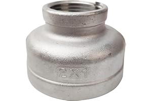 LOZOME Female Reducer Reducing Coupling,Stainless Steel 304 NPT Female Threaded Cast Pipe Fitting,Nipple (2" x 1")