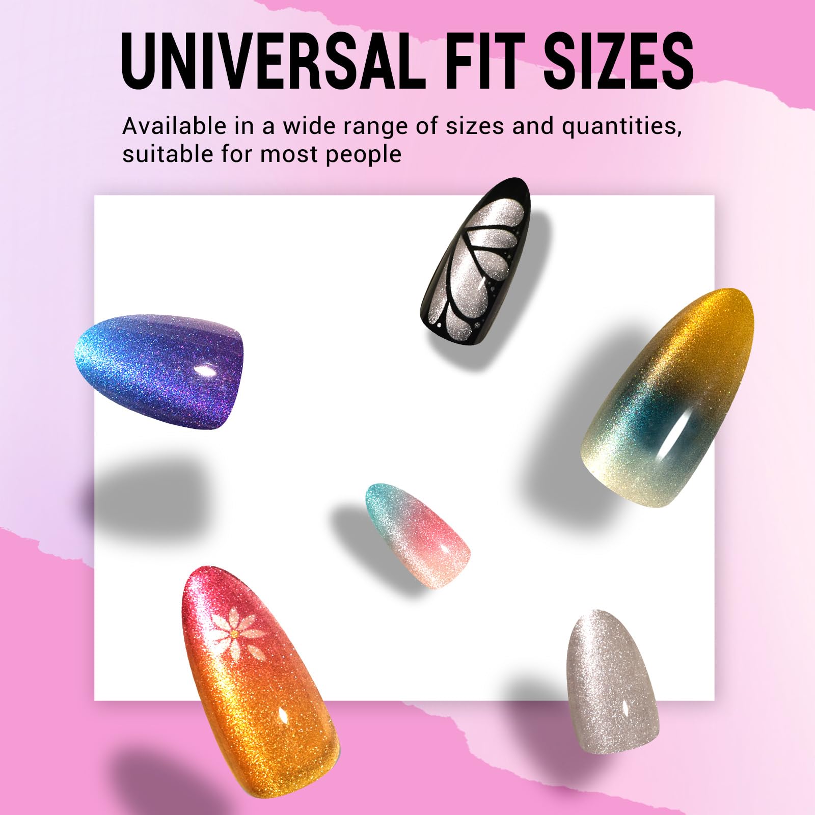 Melodysusie Press On Nails Almond (Blue Purple Cat Eye),Medium Nails Press ons, Salon-like Natural Finish, Reusable Fake Nails, 15 Sizes, 30PCS Nails Kit with Glue - Image 6