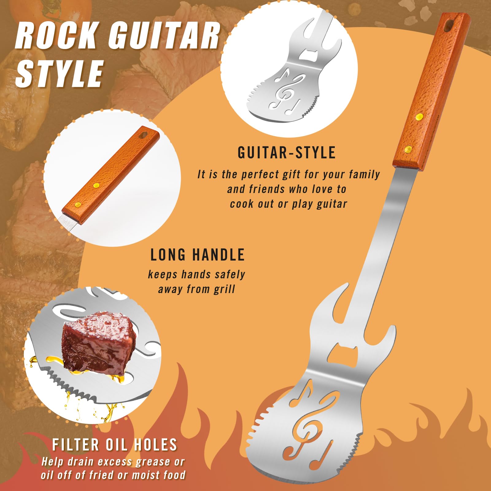 5-in-1 Grillspachtel für Barbecue Grill,Multifunktion 2 Stück Grill Werkzeug Sets mit Metall Spatel und Zange,Einzigartige Grillen Grillwerkzeuge Geschenke für Männer