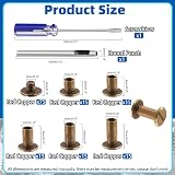 GLARKS 150 Sets Bronze Chicago Screws Assorted Kit M5 Rivets Button Posts view 2