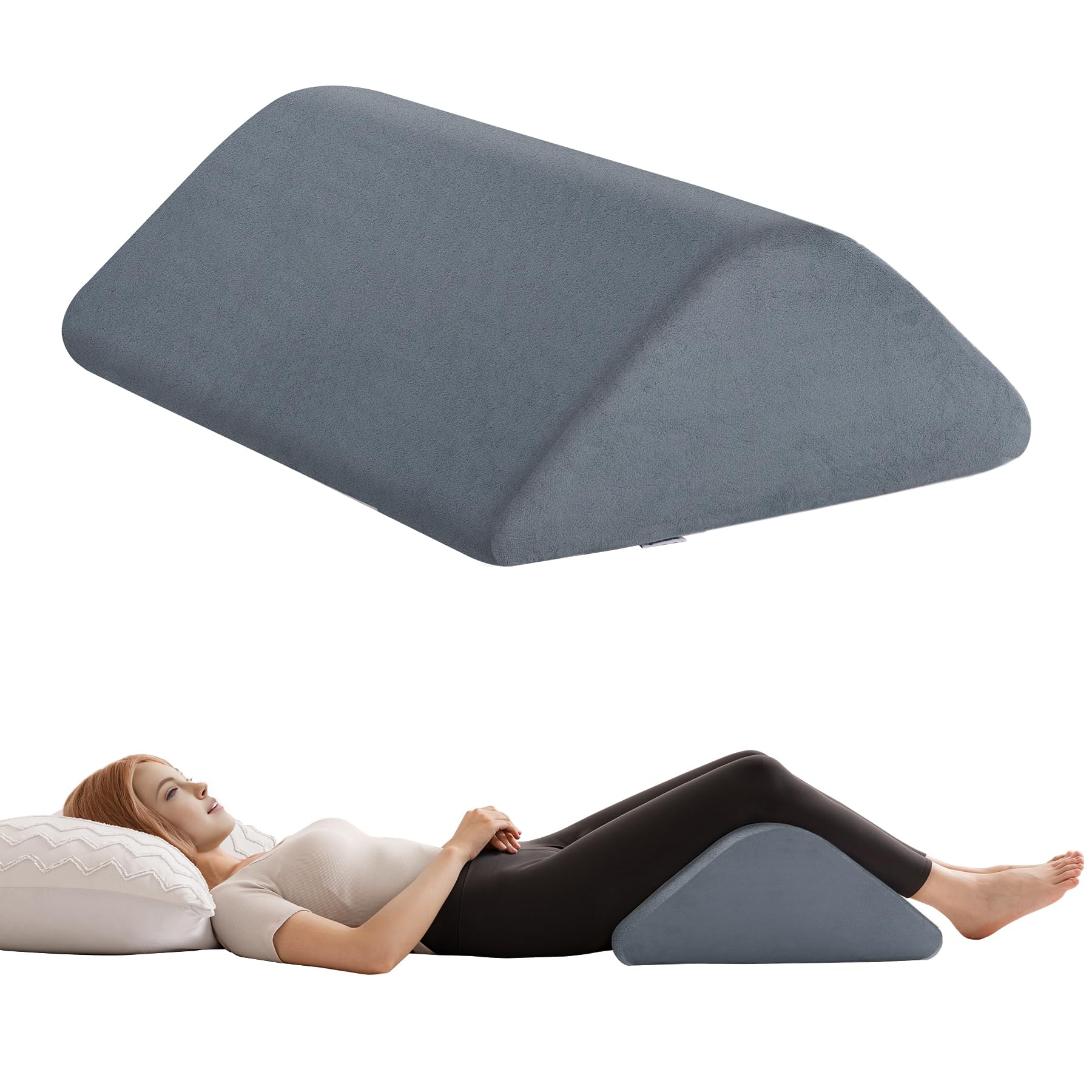 Photo 1 of Knee Wedge Pillow for Post-Surgery Recovery-Leg Elevation Support for Sleep Position, Alleviating Lower Back & Hip Pain Enhancing Circulation in Ankles Legs Triangle Pillow with Removable Cover