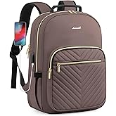 LOVEVOOK Laptop Backpack for Women, Large Capacity Travel Computer Work Bag with 17-inch Laptop Compartment, Business Nurse Backpack Purse, Hiking Outdoor Carry On Backpack, Brown
