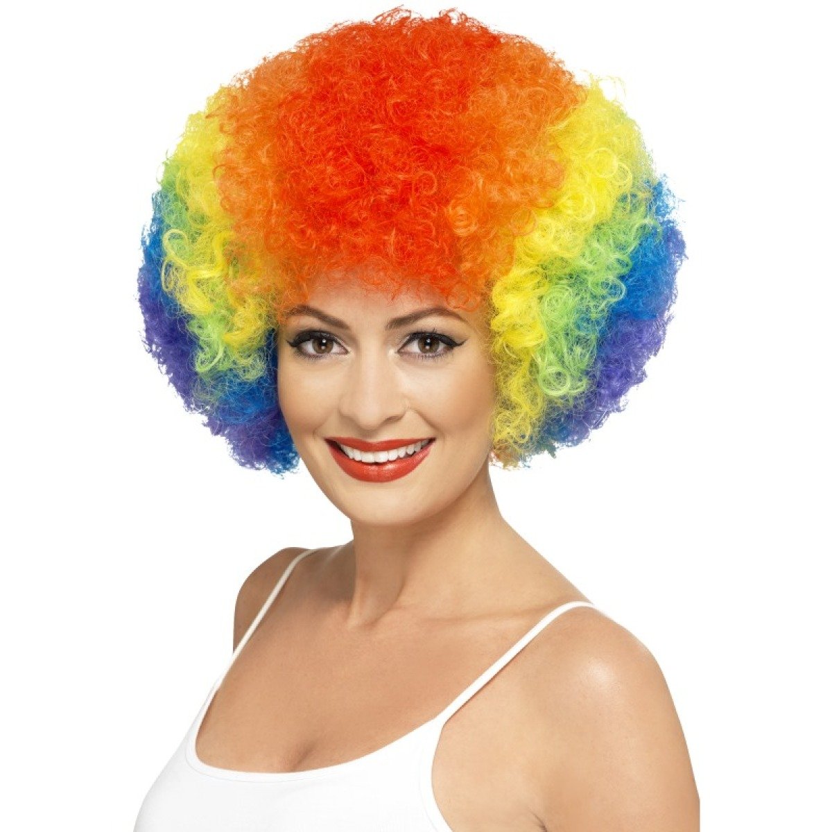 Henbrandt Fancy Dress Rainbow Multi Coloured Clown Clowns Wig Adult Size