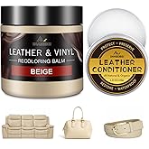 Leather Recoloring Balm with 100ml Mink Oil, Beige Leather Repair Kit and Scratch Remover for Furniture, Car Seats, Sofas, Dye & Restorer for Couches, Vinyl, PU, Faux