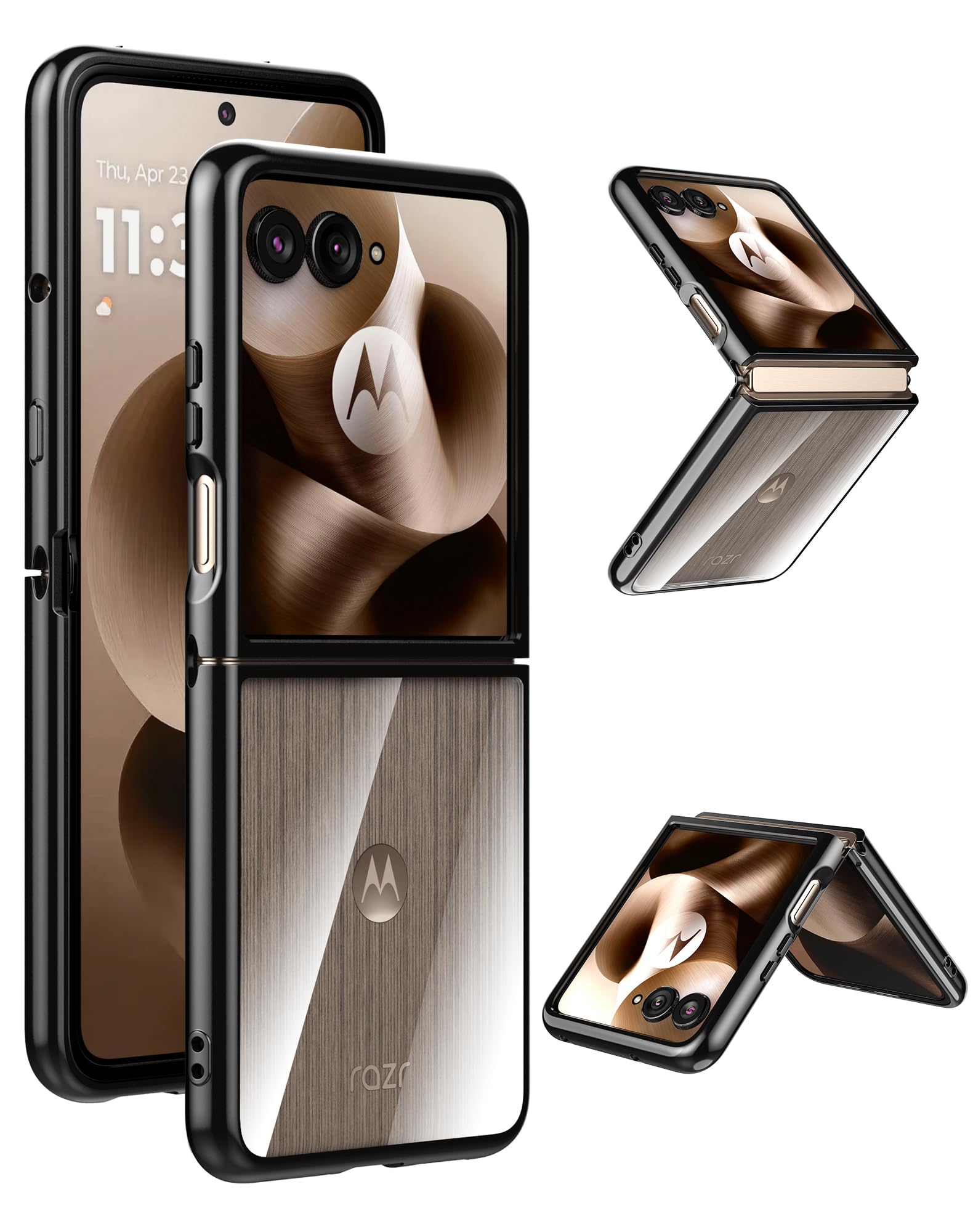 Photo 1 of Cresee Case for Motorola Razr Ultra 2025 - Crystal Clear Hard Back + Soft TPU Bumper Shockproof Cover Phone Case for Moto Razr Ultra 2025 - Black Transparent