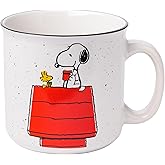 Silver Buffalo Peanuts Snoopy and Woodstock Get Cozy Ceramic Camper Mug, 20 Ounces
