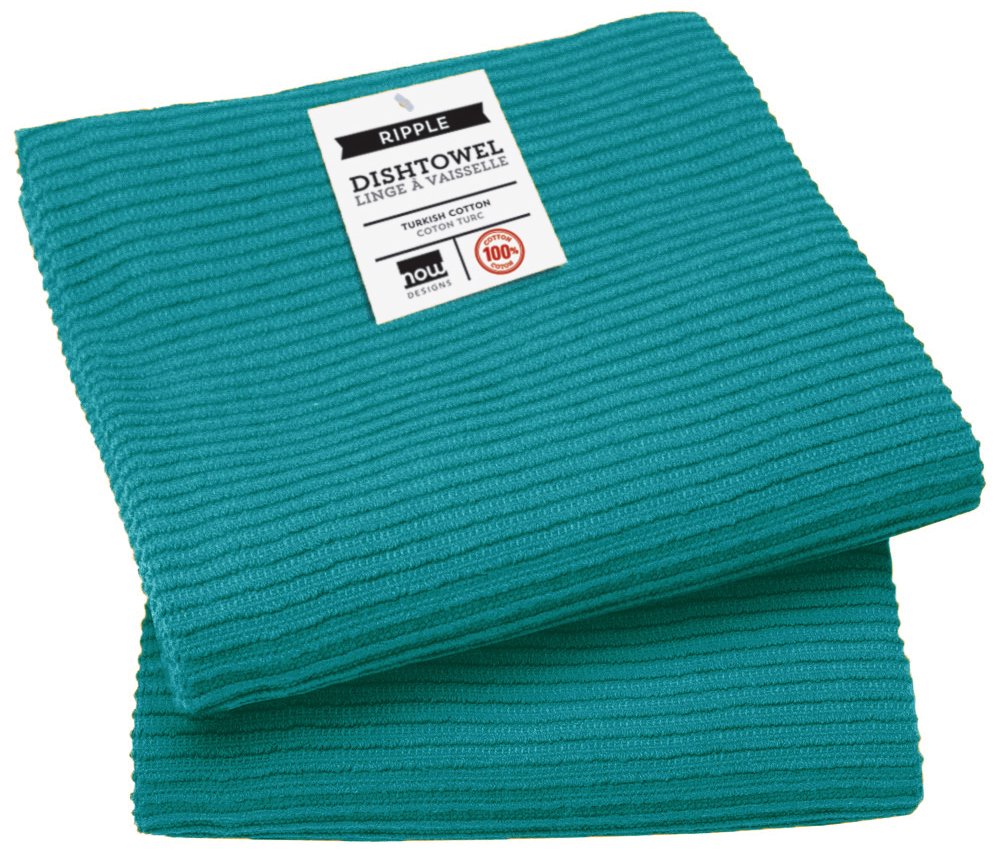 Now Designs Ripple Kitchen Towel, Set of 2, Peacock Green